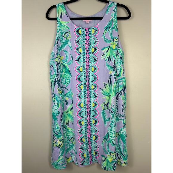 Lilly Pulitzer Jackie Sleeveless Shift Dress Its Impawsible Lilac Mini Dress XL - Picture 3 of 8